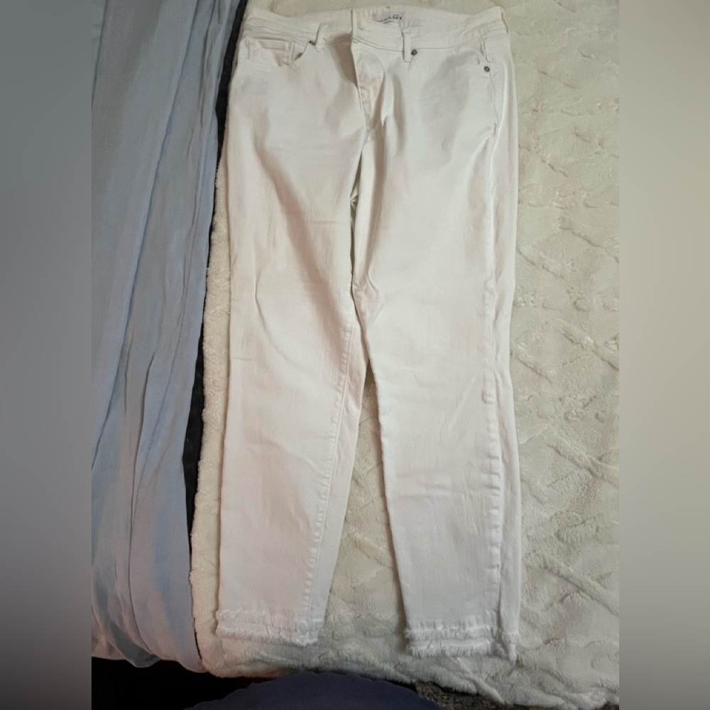 Ladies Loft white jeans - double frayed on ankle - size 14